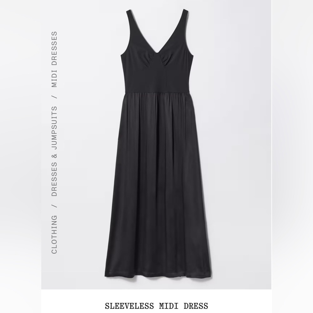 & Other Stories Black V-Neck Women's Midi Dress Sz 6